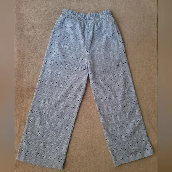 Zara Girl Eyelet Light Blue Wide Fit Pants Size 11-12 - Picture 4 of 4